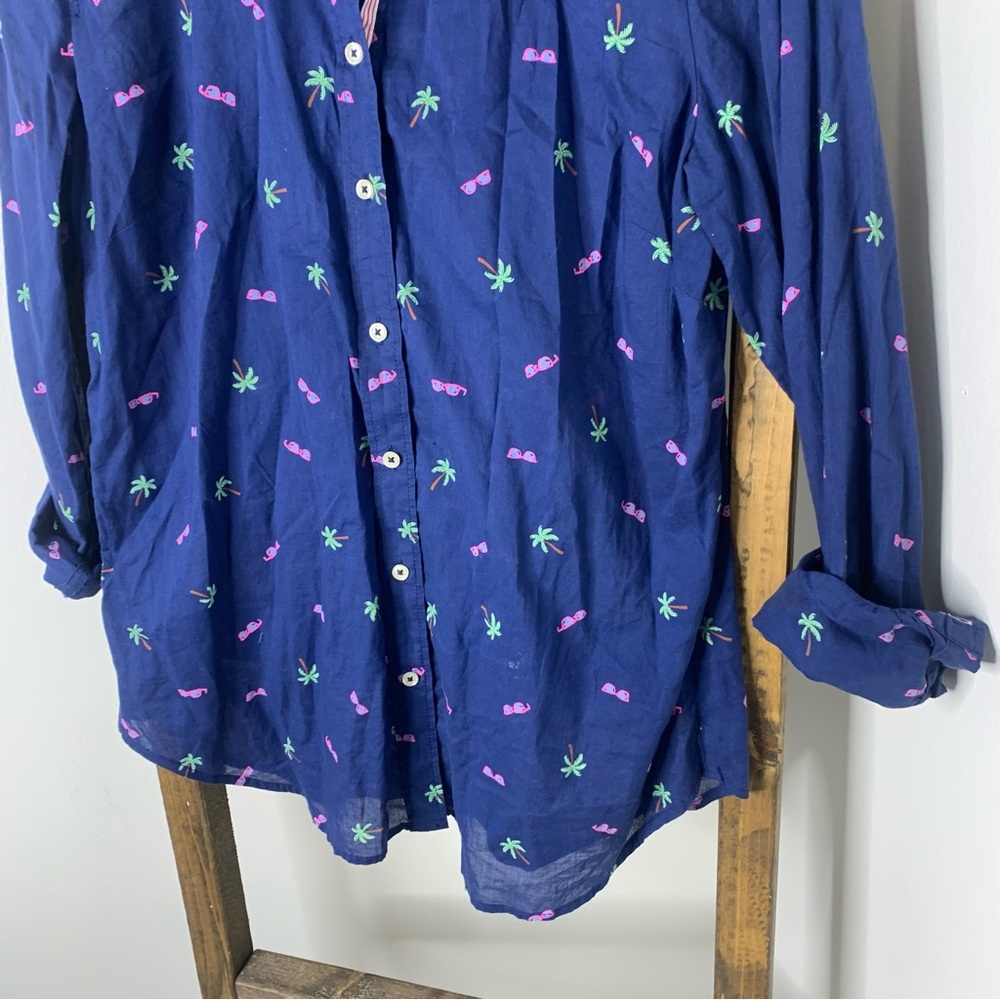 Talbots Navy Blue Summer Time Accents Shirt M - Picture 4 of 6